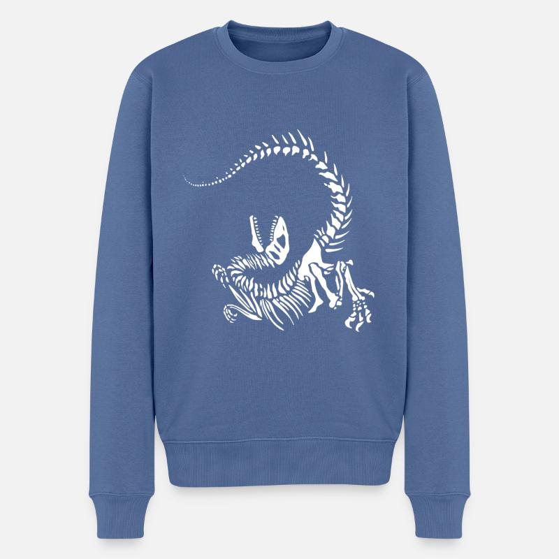 Raptor-Skelett - Männer Premium Bio Pullover - Taubenblau
