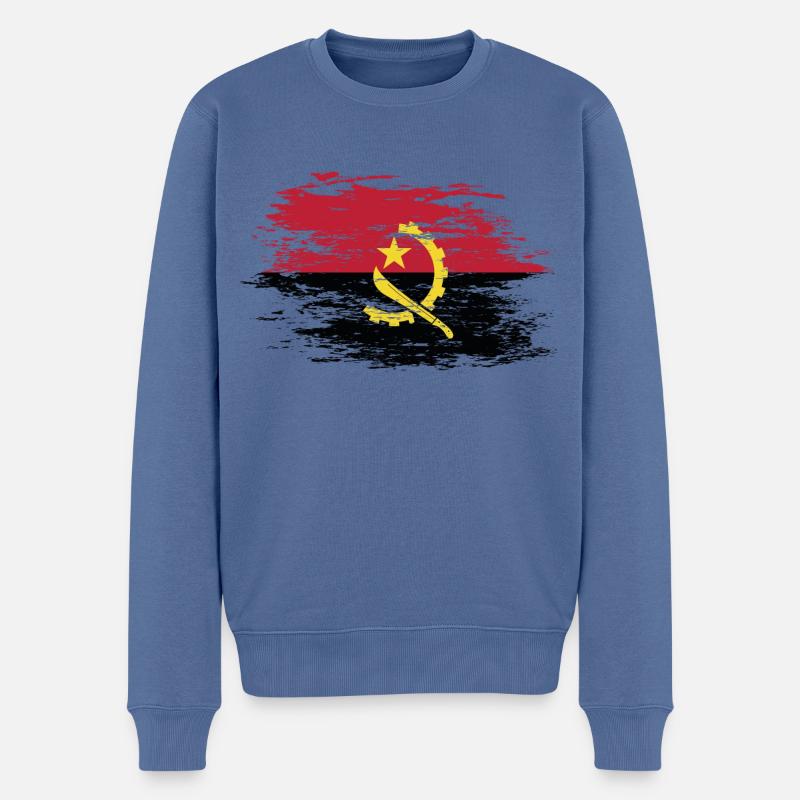 Angola Flagge used - Männer Premium Bio Pullover - Taubenblau