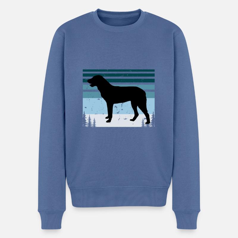 Cao De Castro Laboreiro Dog Silhouette Retro Sun - Pull Premium bio Homme - bleu pigeon