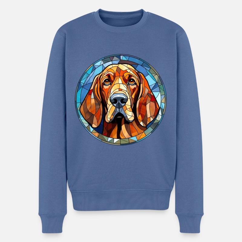 Bluthund Hunderasse Aquarellglas - Männer Premium Bio Pullover - Taubenblau