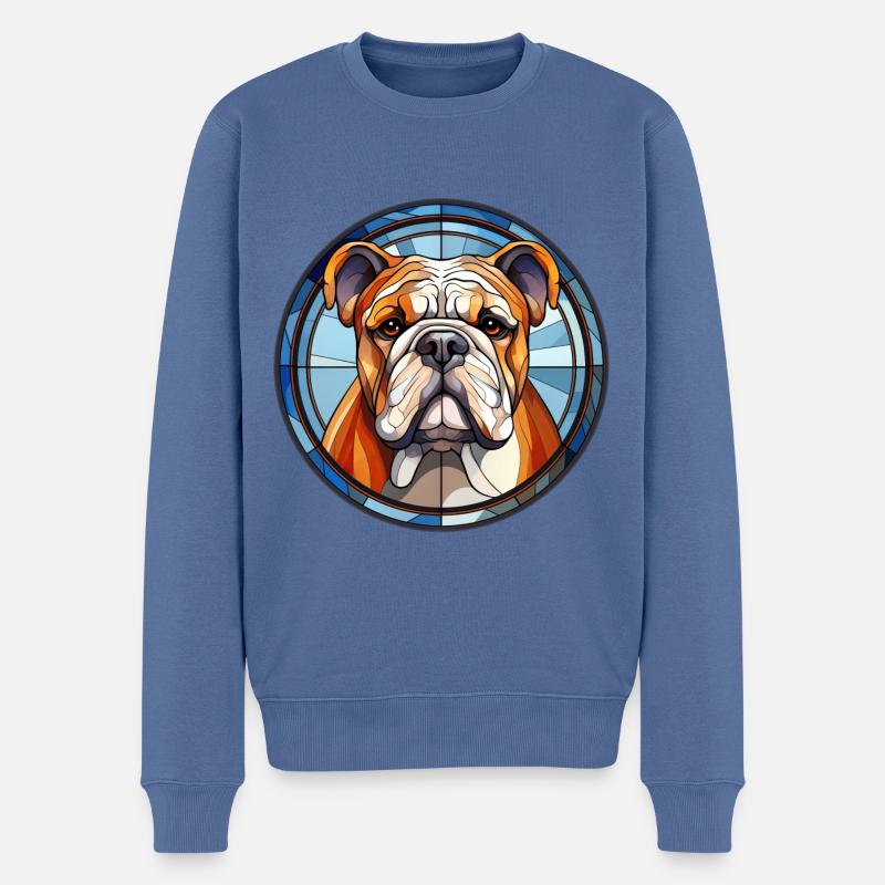 Bulldogge Hunderasse Aquarellglas - Männer Premium Bio Pullover - Taubenblau