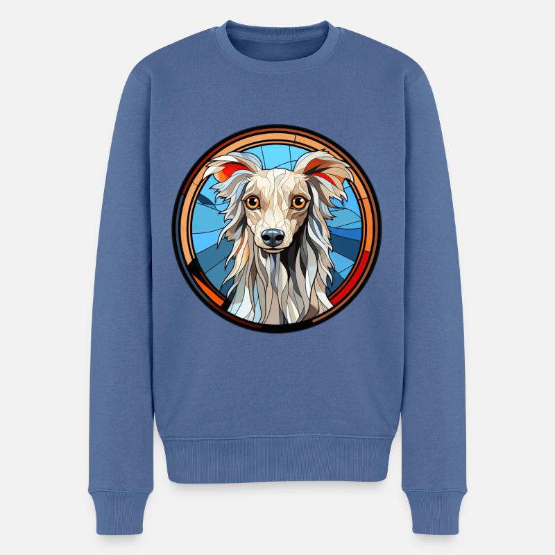 Chinesisches Schopfhundrassen-Aquarellglas - Männer Premium Bio Pullover - Taubenblau