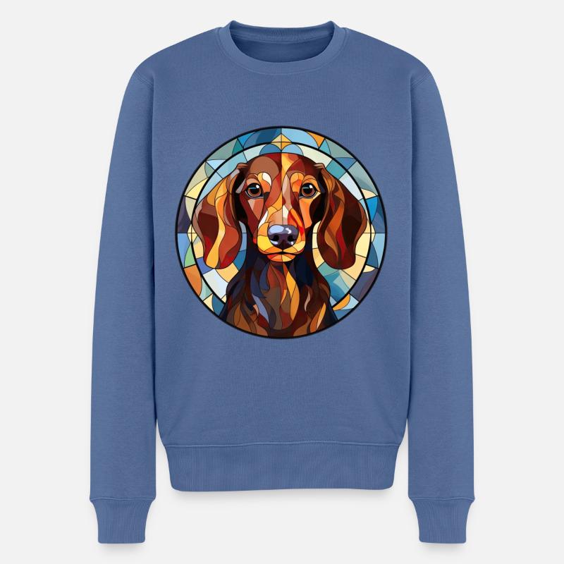 Dackel Hunderasse Aquarellglas - Männer Premium Bio Pullover - Taubenblau