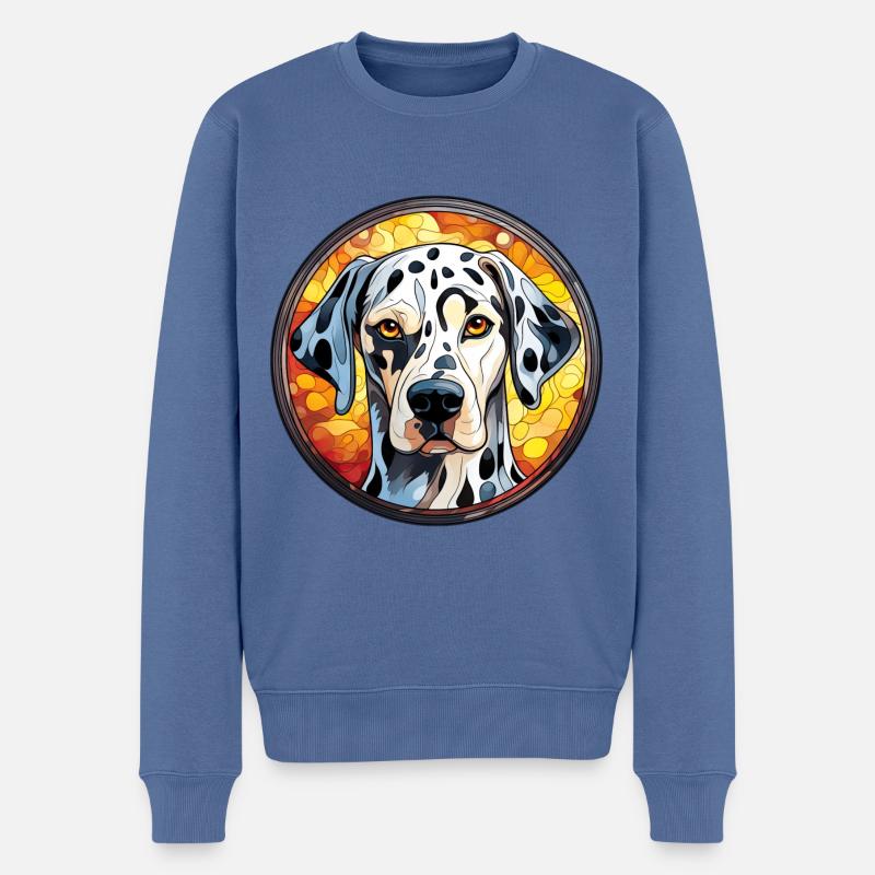 Dalmatiner Hunderasse Aquarellglas - Männer Premium Bio Pullover - Taubenblau