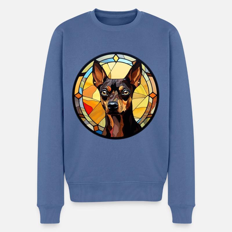 Zwergpinscher Hunderasse Aquarellglas - Männer Premium Bio Pullover - Taubenblau