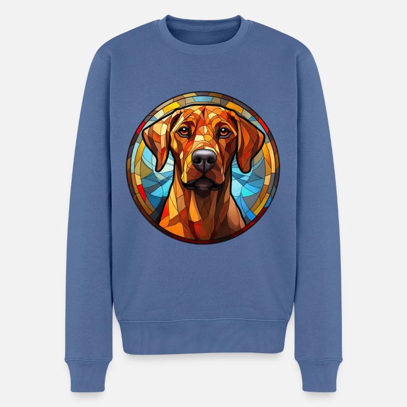 Rhodesian Ridgeback Hunderasse Aquarellglas - Männer Premium Bio Pullover - Taubenblau
