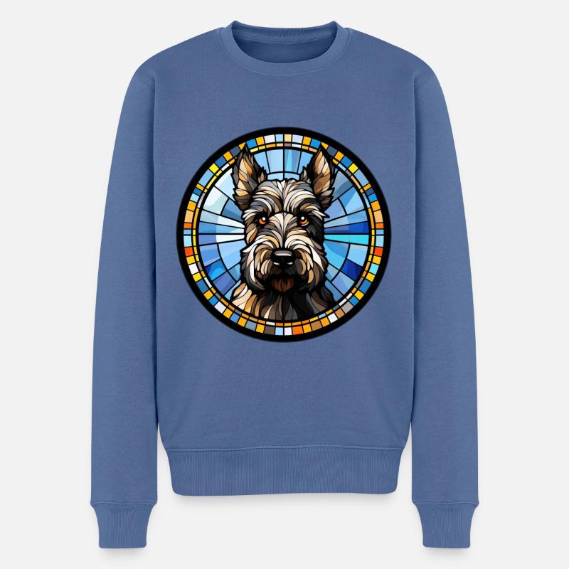 Schottischer Terrier Hunderasse Aquarellglas - Männer Premium Bio Pullover - Taubenblau