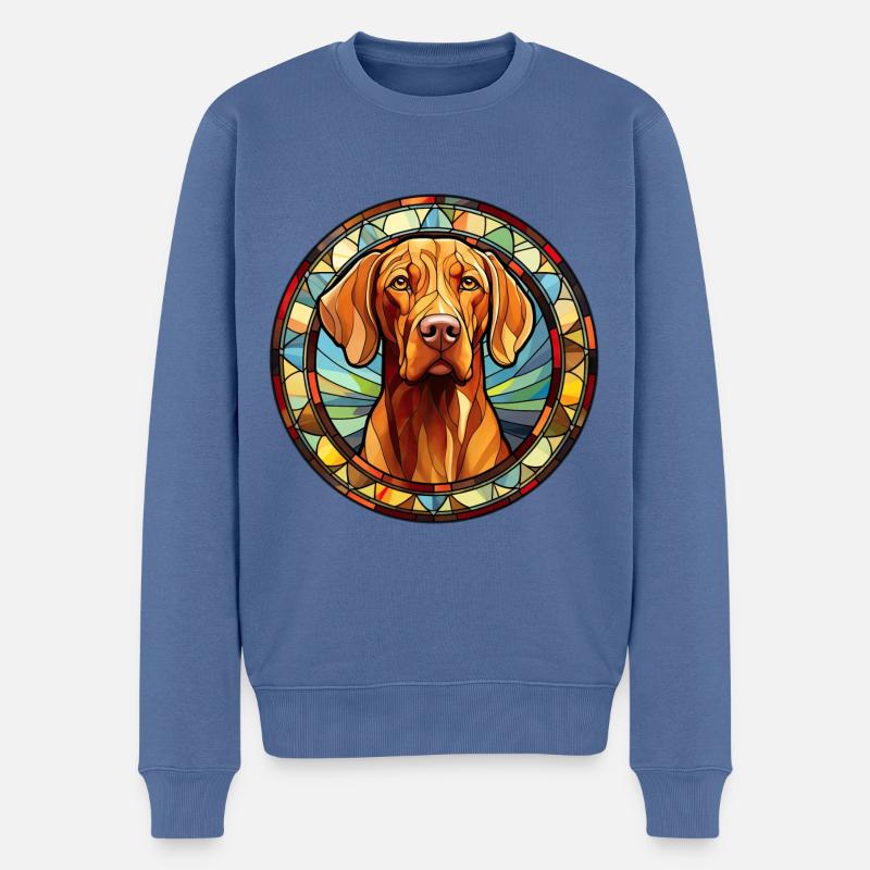 Vizsla Hunderasse Aquarellglas - Männer Premium Bio Pullover - Taubenblau