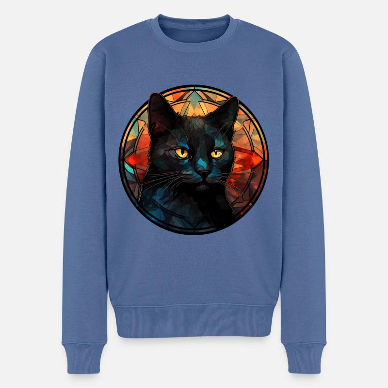 Bombay Katzenrasse Aquarellglas - Männer Premium Bio Pullover - Taubenblau