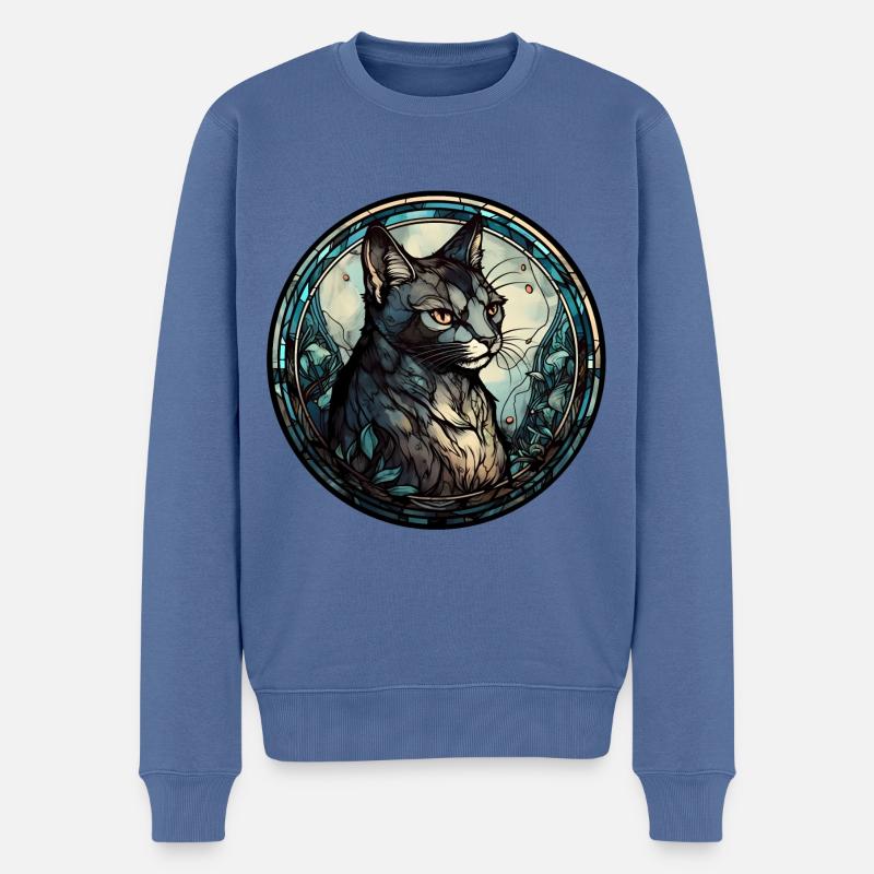 Minskin Katzenrasse Aquarellglas - Männer Premium Bio Pullover - Taubenblau
