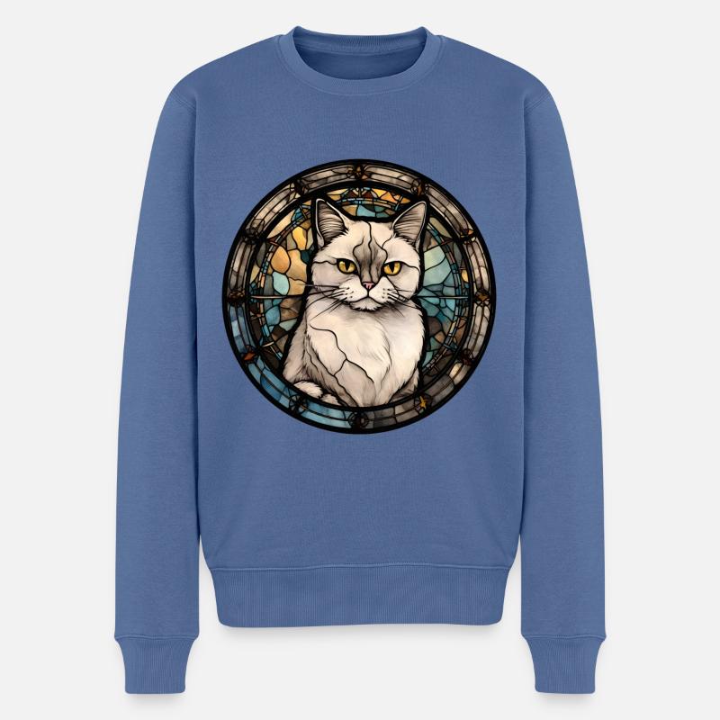 Munchkin Katzenrasse Aquarellglas - Männer Premium Bio Pullover - Taubenblau