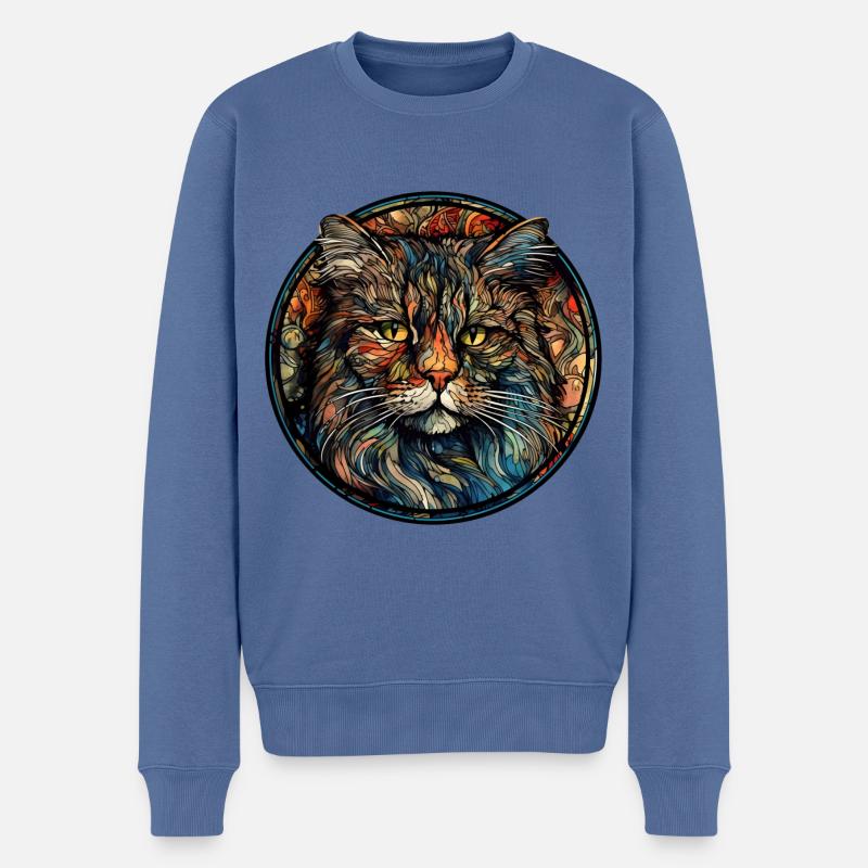 Ragamuffin Katzenrasse Aquarellglas - Männer Premium Bio Pullover - Taubenblau