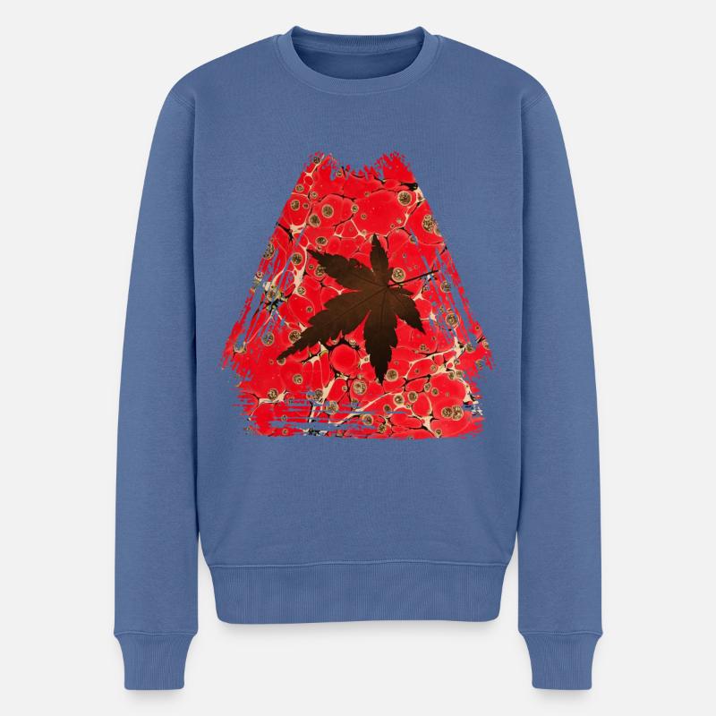 Feuille d’automne E 245 - Pull Premium bio Homme - bleu pigeon