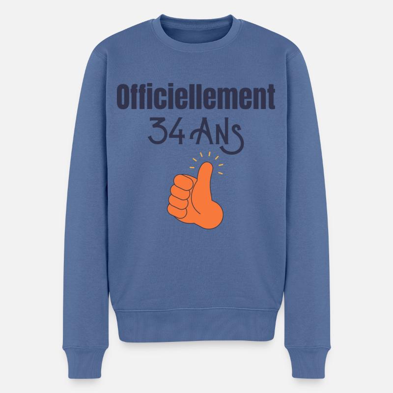 Officiellement 34 Ans - Pull Premium bio Homme - bleu pigeon