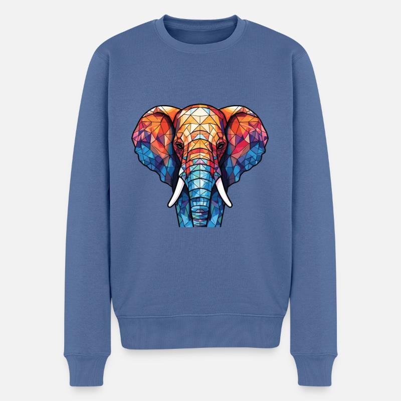 Elefant Bunte Aquarell-Tierillustration - Männer Premium Bio Pullover - Taubenblau
