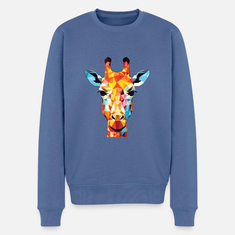 Giraffe Bunte Aquarell-Tierillustration - Männer Premium Bio Pullover - Taubenblau