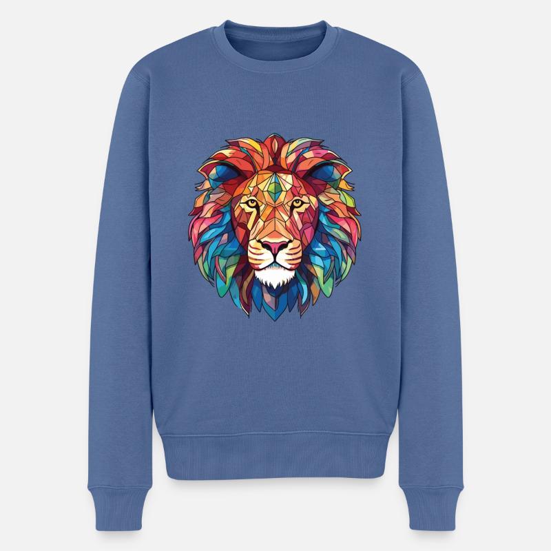 Löwe Buntes Aquarell Tier Haustier Illustration - Männer Premium Bio Pullover - Taubenblau