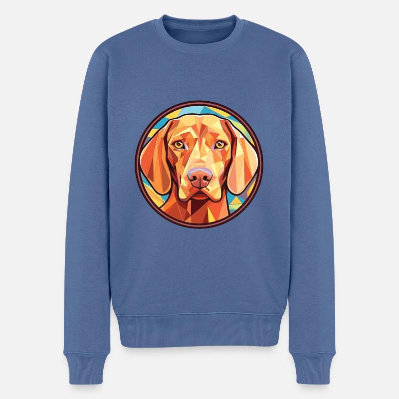 Drahthaarige Vizsla-Hunderasse buntes Aquarell - Männer Premium Bio Pullover - Taubenblau