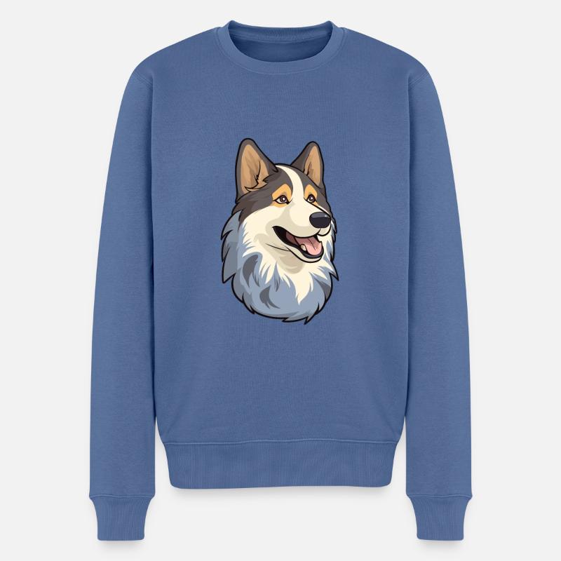 Ostsibirische Laika-Hunderasse Karikatur Kawaii Abb. - Männer Premium Bio Pullover - Taubenblau