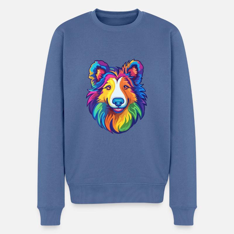 Sheltie Hunderasse Karikatur Kawaii Illustration - Männer Premium Bio Pullover - Taubenblau