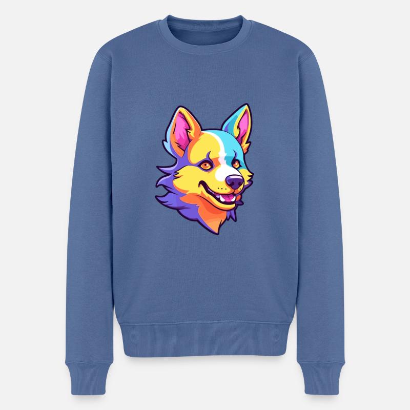 Dingo Hunderasse Cartoon Kawaii Illustration - Männer Premium Bio Pullover - Taubenblau