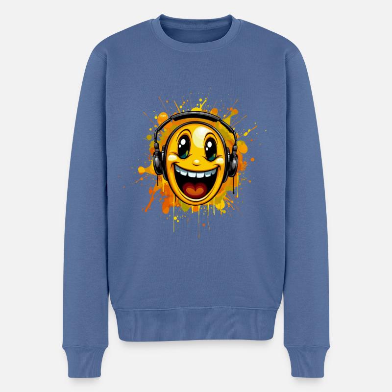 Acid House Smile-E - Männer Premium Bio Pullover - Taubenblau