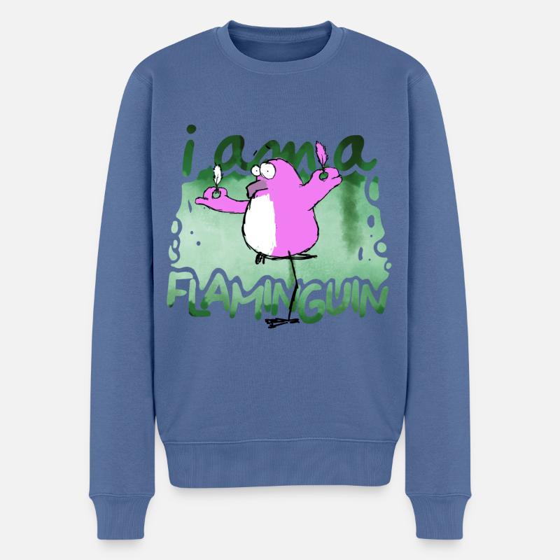 I am a Flaminguin - Männer Premium Bio Pullover - Taubenblau