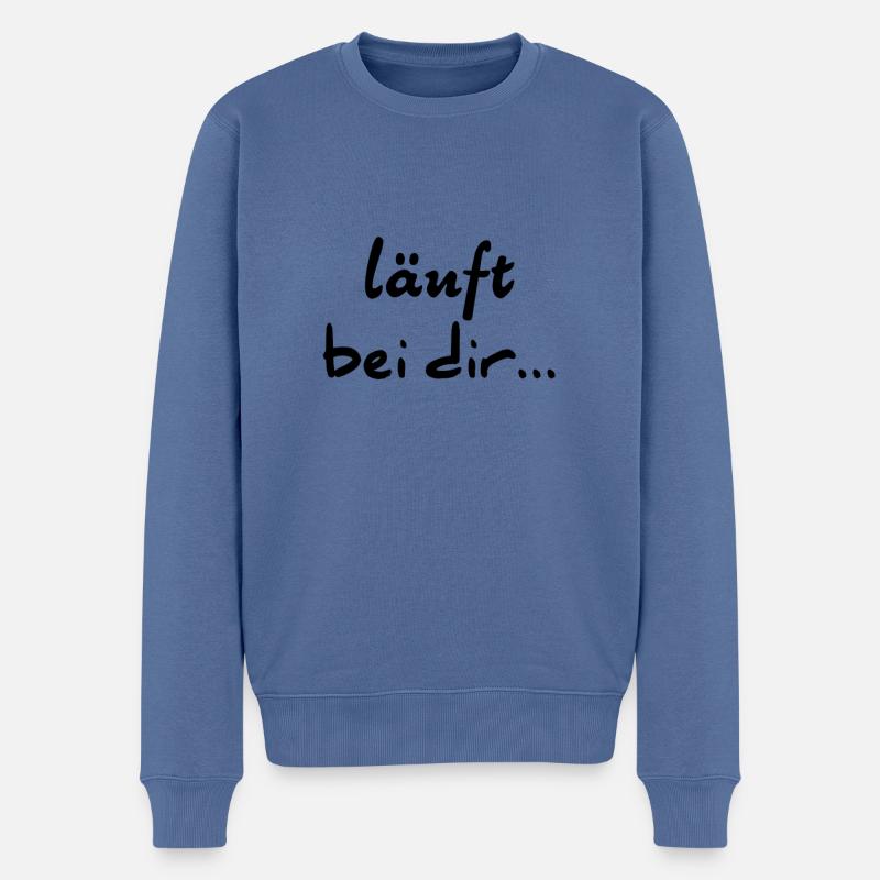 Läuft bei dir - Männer Premium Bio Pullover - Taubenblau
