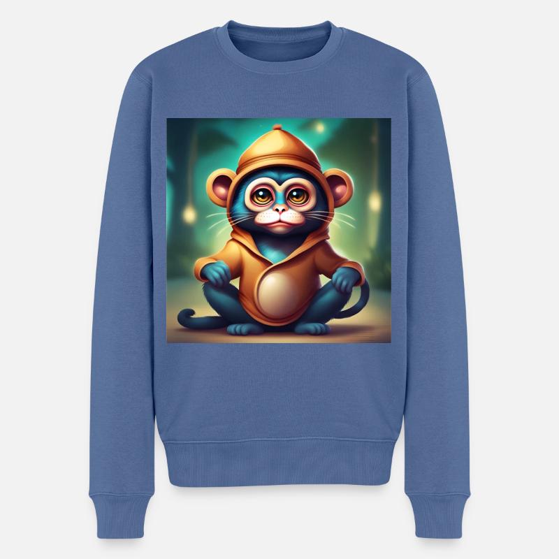 Katzen Äffchen - Männer Premium Bio Pullover - Taubenblau