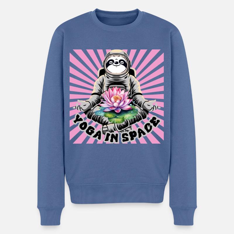 Yoga dans l’espace - Pull Premium bio Homme - bleu pigeon