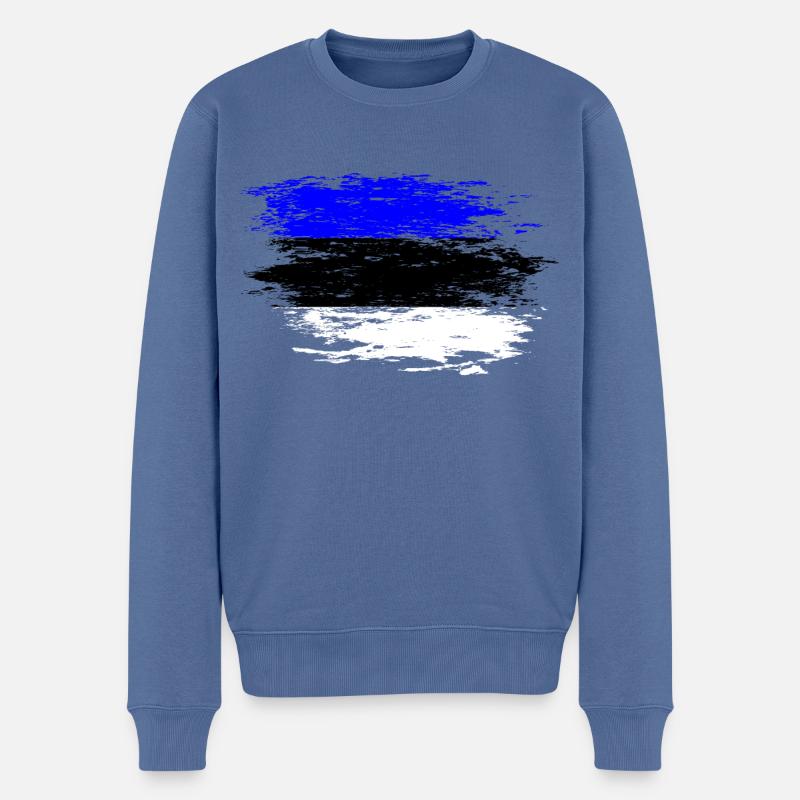 Estland Flagge used - Männer Premium Bio Pullover - Taubenblau