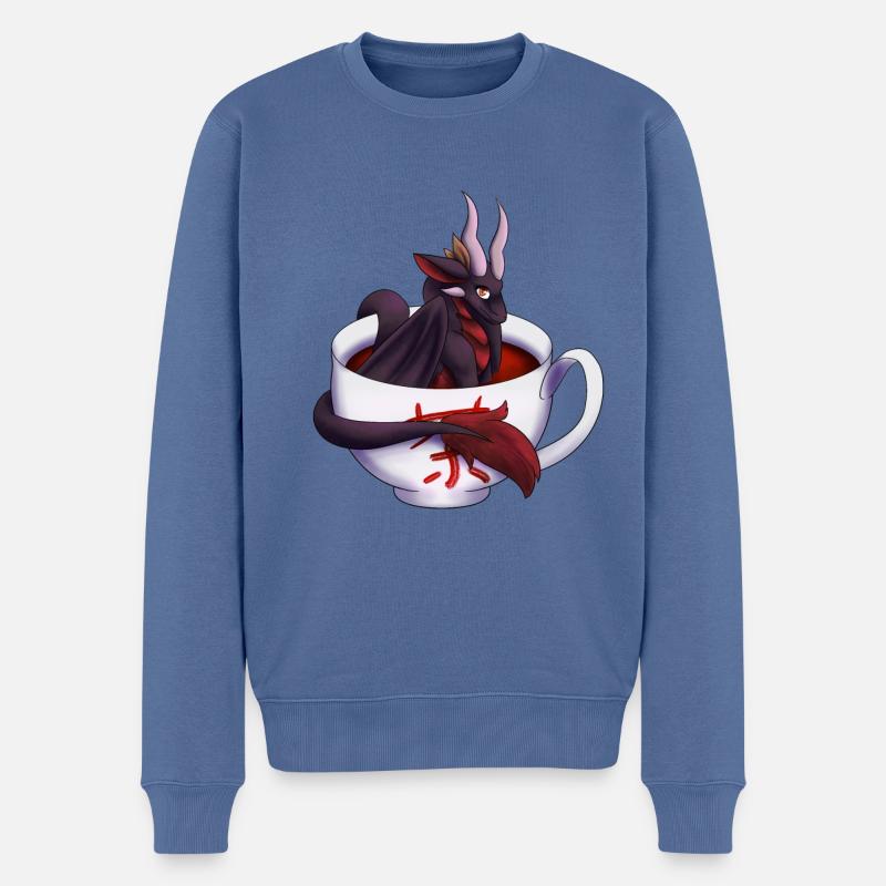 Schwarzer Tee Drache - Männer Premium Bio Pullover - Taubenblau