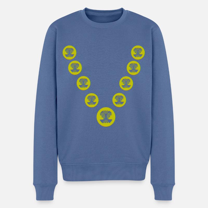 Kette - Männer Premium Bio Pullover - Taubenblau