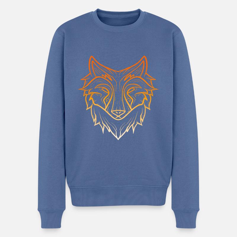 Wolf lineart - Männer Premium Bio Pullover - Taubenblau