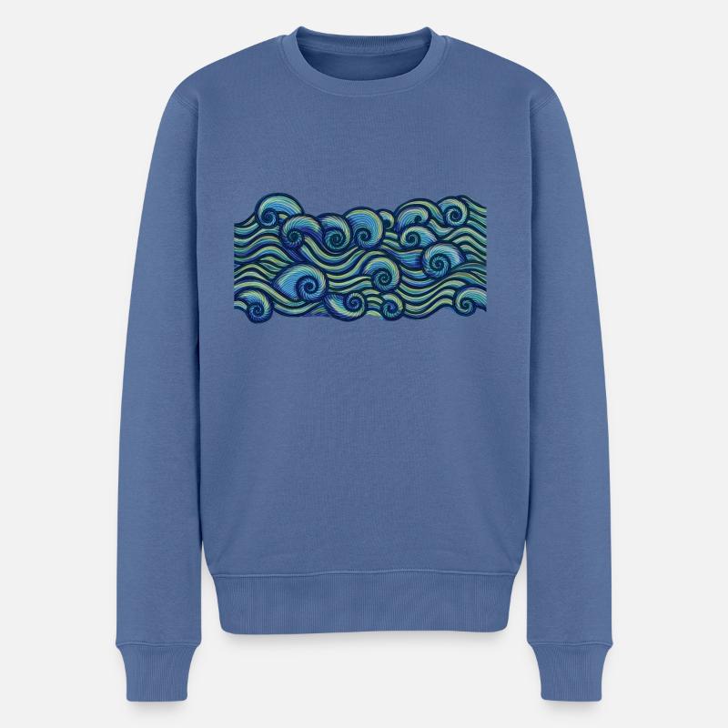 De l'eau - Pull Premium bio Homme - bleu pigeon