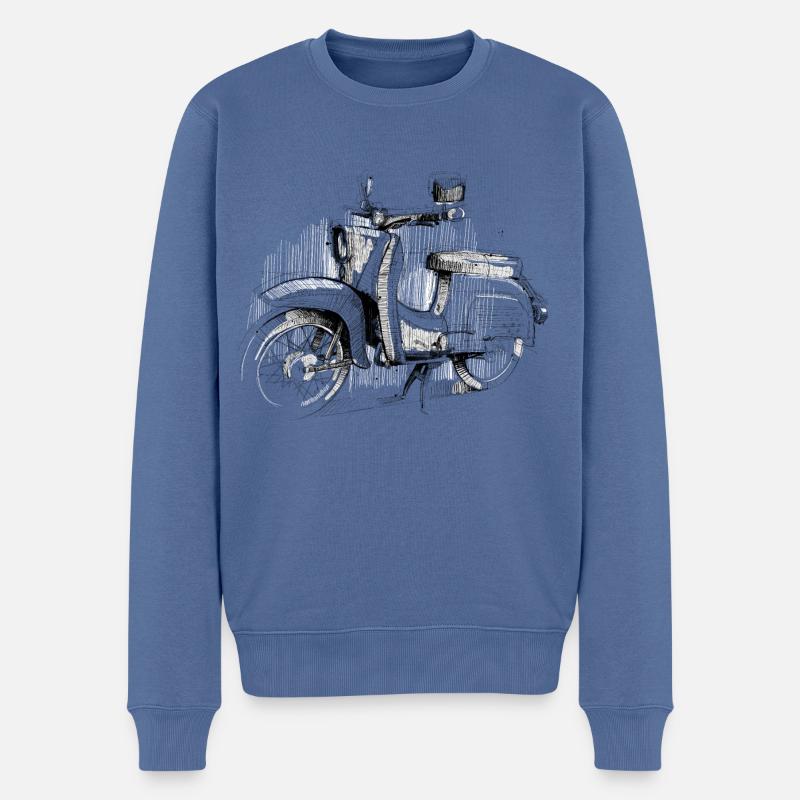 Schwalbe Zeichnung - Männer Premium Bio Pullover - Taubenblau