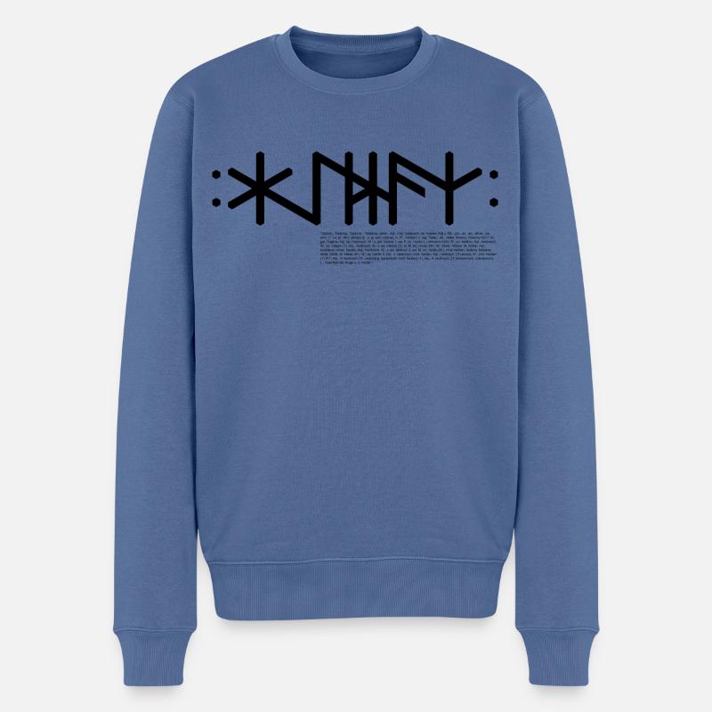 Haithnaz "Heathe(n)/heidnisch" Text + Info, QRF0© - Männer Premium Bio Pullover - Taubenblau