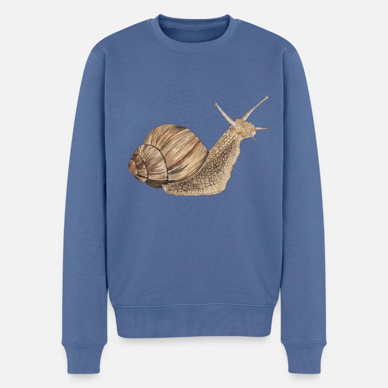 Schnecke Weinbergschnecke - Männer Premium Bio Pullover - Taubenblau