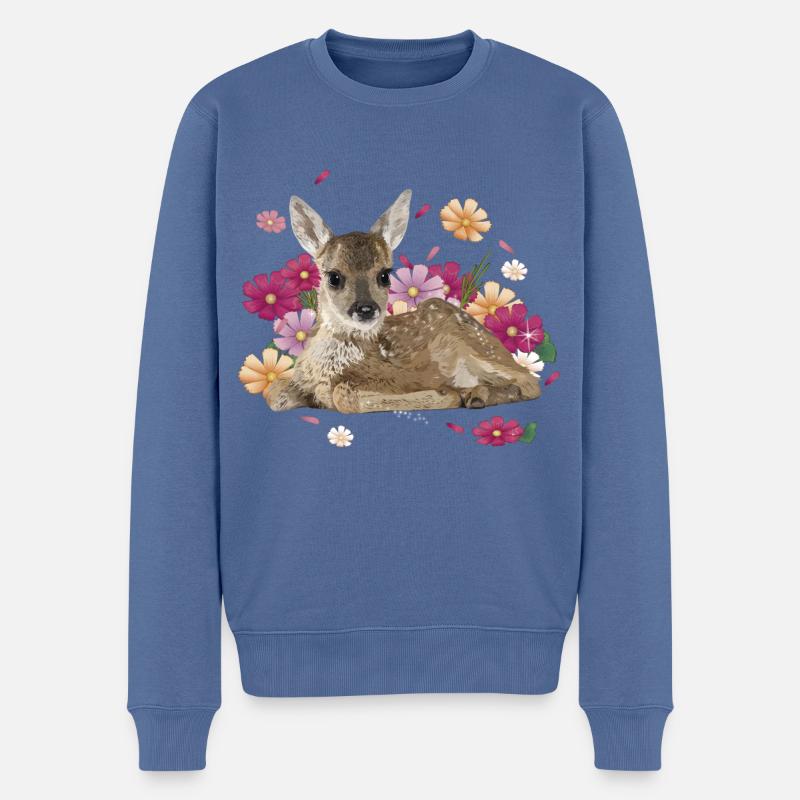 Hirsch - Männer Premium Bio Pullover - Taubenblau