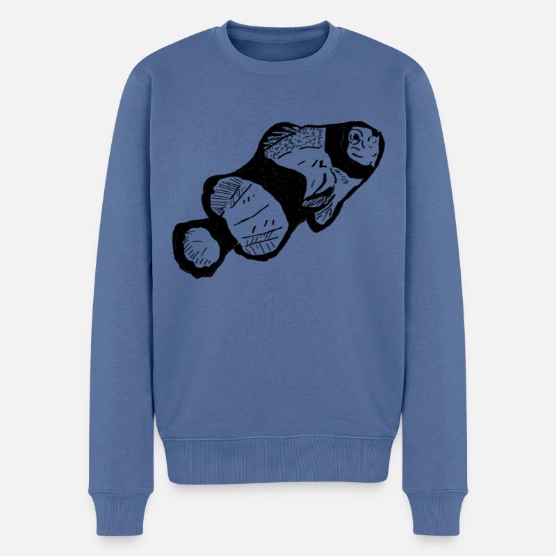 Clownfisch schwarz - Männer Premium Bio Pullover - Taubenblau