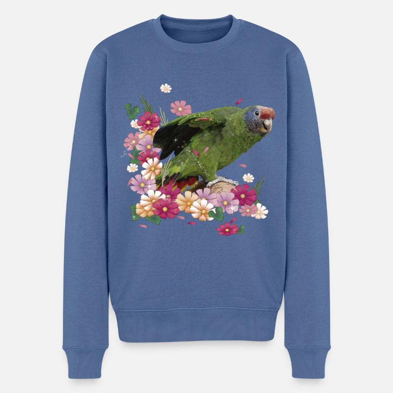 Der Rotschwanzpapagei - Männer Premium Bio Pullover - Taubenblau