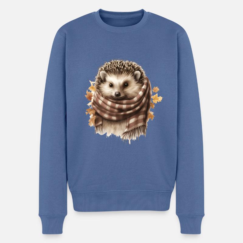 Igel mit Schal Süßes Tier - Männer Premium Bio Pullover - Taubenblau