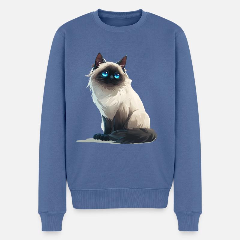 Birma Katze - Männer Premium Bio Pullover - Taubenblau