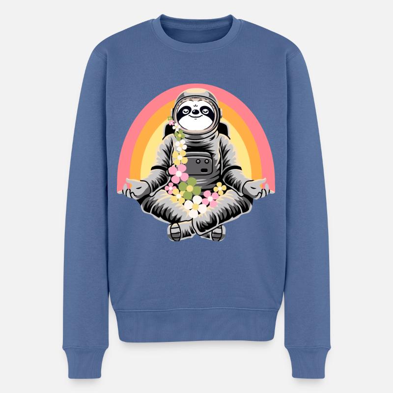 Faultier macht Yoga - Männer Premium Bio Pullover - Taubenblau