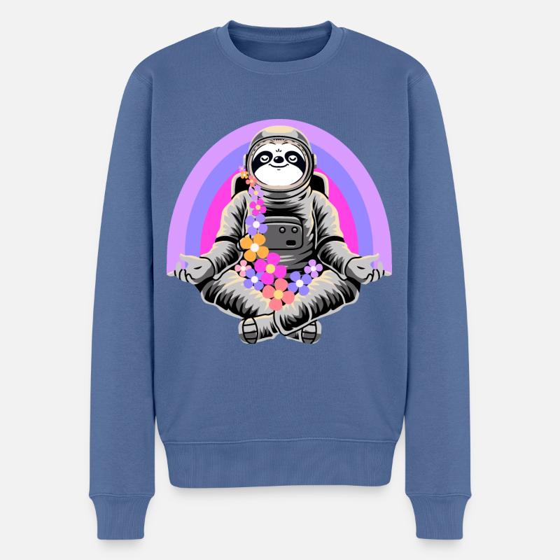 Faultier in Meditation - Männer Premium Bio Pullover - Taubenblau