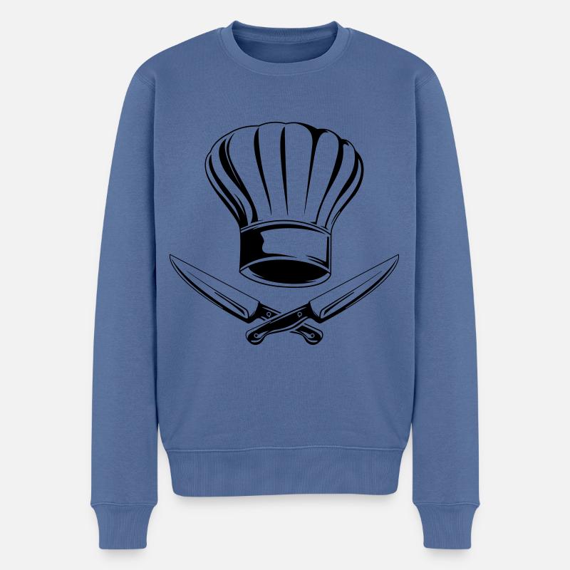 messer symbol kochmütze - Männer Premium Bio Pullover - Taubenblau