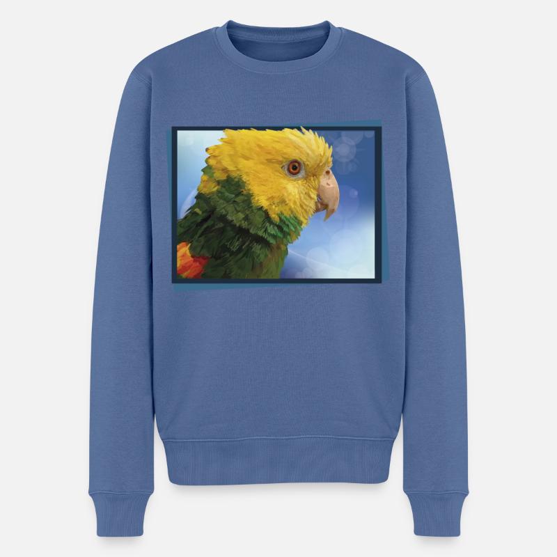 Der Gelbkopfpapagei - Männer Premium Bio Pullover - Taubenblau