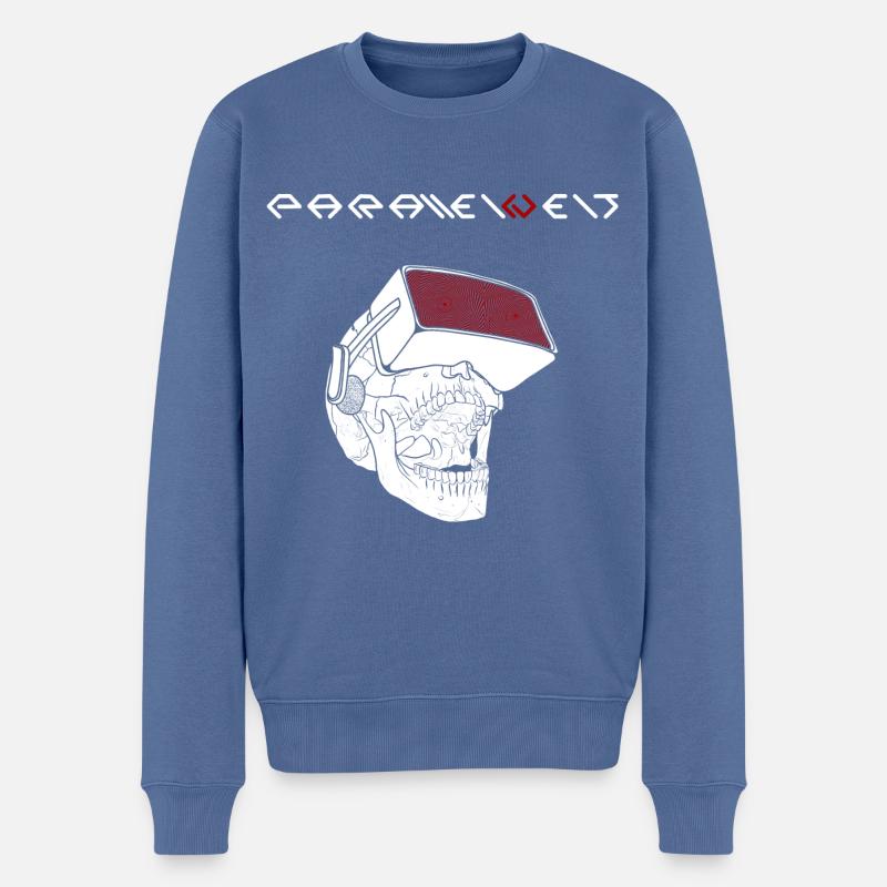 Parallelwelt Schädel weiß - Männer Premium Bio Pullover - Taubenblau