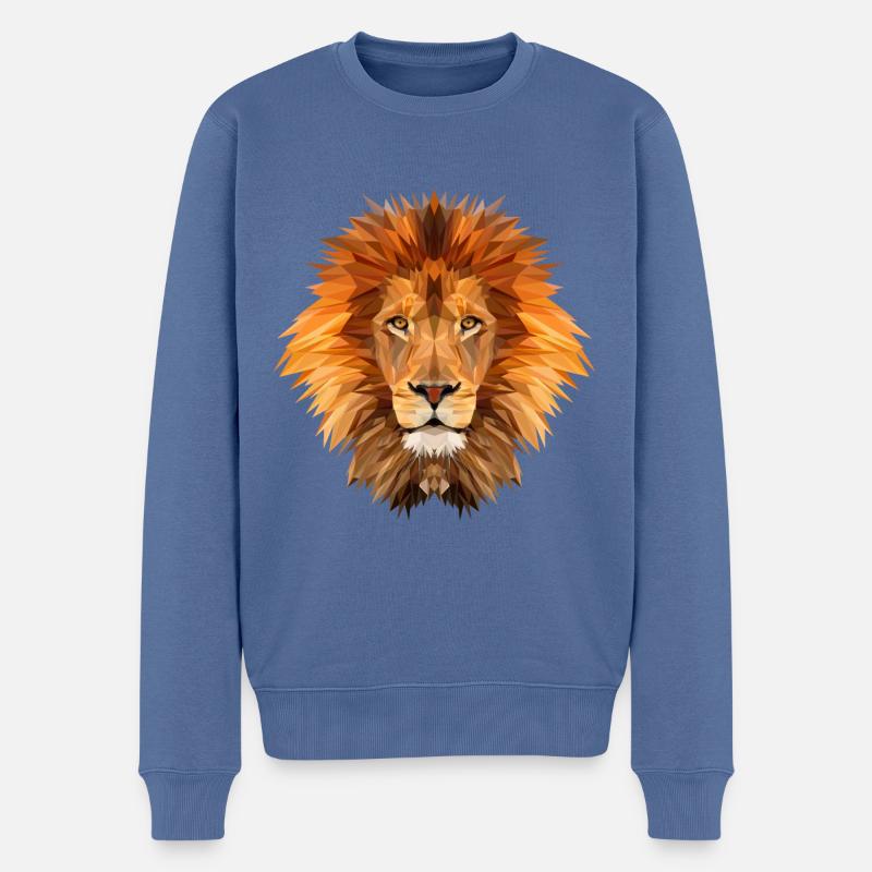 Geo-Löwe - Männer Premium Bio Pullover - Taubenblau