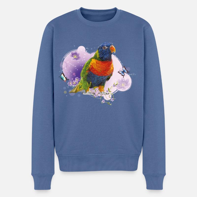 Lori arc-en-ciel - Pull Premium bio Homme - bleu pigeon